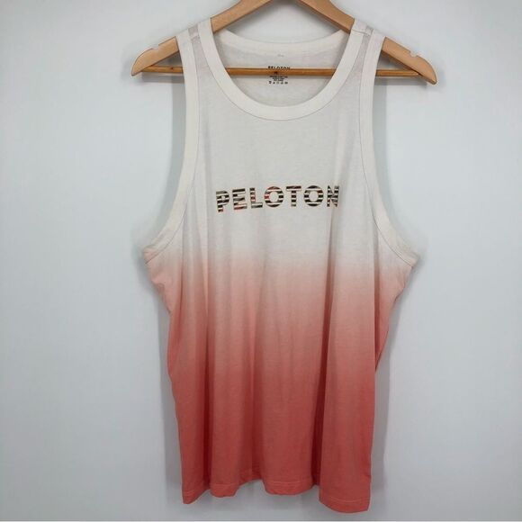 Peloton Tank Top Womens L Ombre Go-To Racer Tank White Pink Cycling - Picture 1 of 8